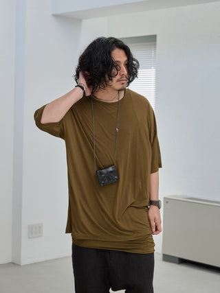 LAYERED SHEER T - SHIRT [KHAKI]