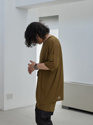 LAYERED SHEER T - SHIRT [KHAKI]