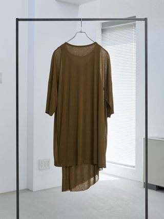 LAYERED SHEER T - SHIRT [KHAKI]