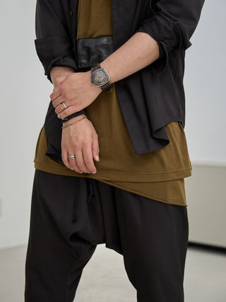 LAYERED SHEER T - SHIRT [KHAKI]