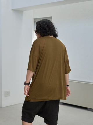 LAYERED SHEER T - SHIRT [KHAKI]