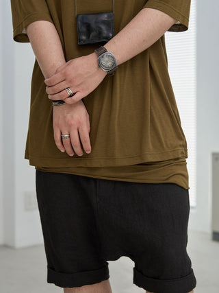 LAYERED SHEER T - SHIRT [KHAKI]