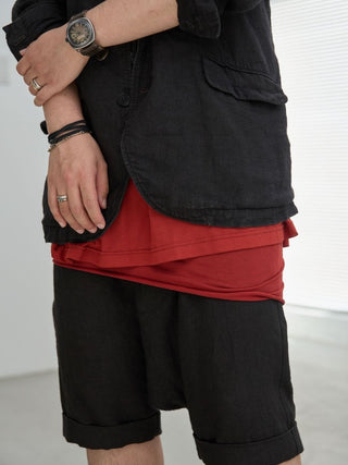 LAYERED SHEER T - SHIRT [RED]