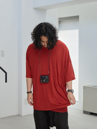 LAYERED SHEER T - SHIRT [RED]