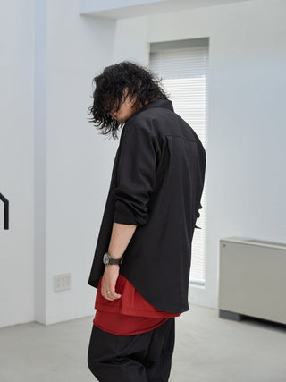 LAYERED SHEER T - SHIRT [RED]