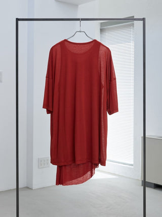 LAYERED SHEER T - SHIRT [RED]