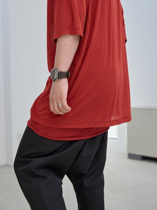 LAYERED SHEER T - SHIRT [RED]