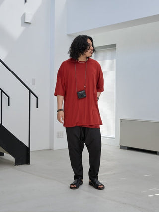 LAYERED SHEER T - SHIRT [RED]