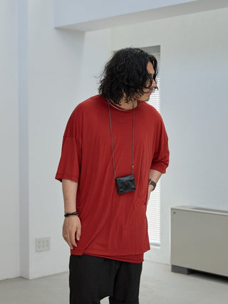 LAYERED SHEER T - SHIRT [RED]