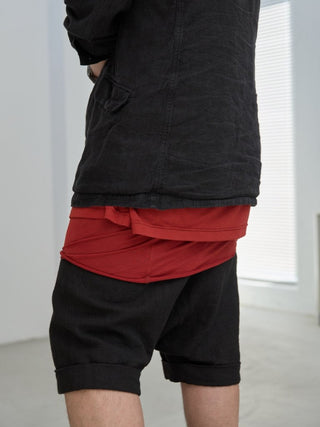 LAYERED SHEER T - SHIRT [RED]