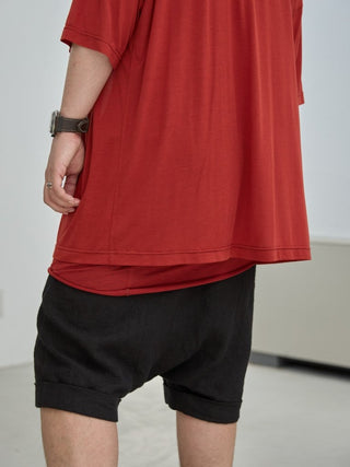 LAYERED SHEER T - SHIRT [RED]