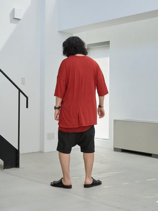 LAYERED SHEER T - SHIRT [RED]