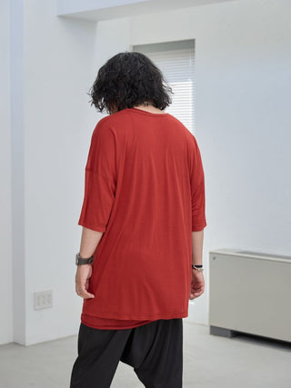 LAYERED SHEER T - SHIRT [RED]