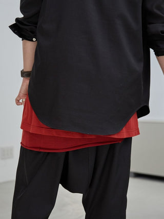 LAYERED SHEER T - SHIRT [RED]