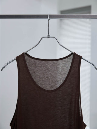 LAYERED SHEER TANK TOP [BROWN]