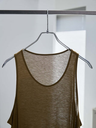 LAYERED SHEER TANK TOP [KHAKI]