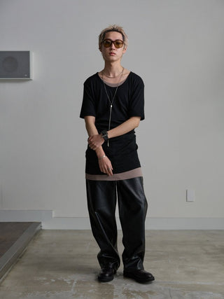 M-35 FAUX LEATHER TROUSERS [BLACK]