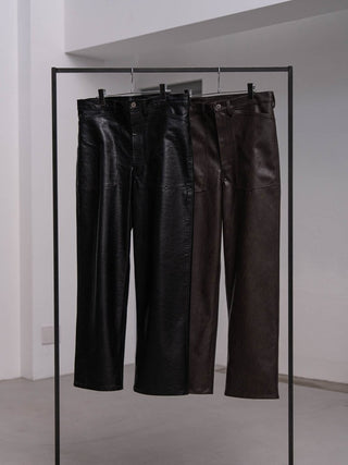 M-35 FAUX LEATHER TROUSERS [BLACK]