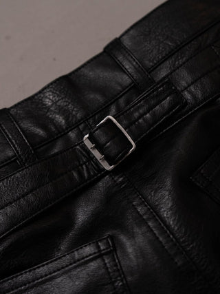 M-35 FAUX LEATHER TROUSERS [BLACK]