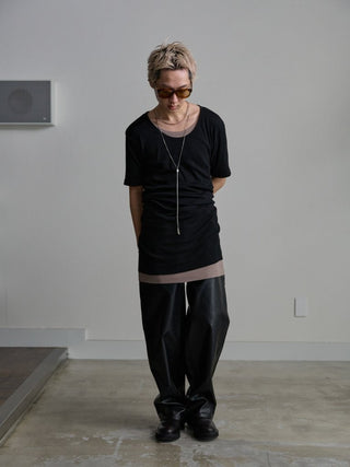 M-35 FAUX LEATHER TROUSERS [BLACK]