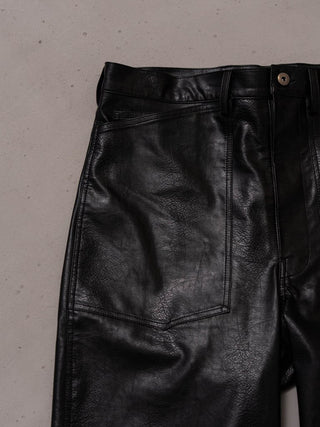 M-35 FAUX LEATHER TROUSERS [BLACK]
