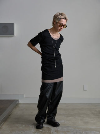 M-35 FAUX LEATHER TROUSERS [BLACK]