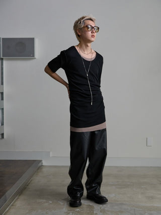 M-35 FAUX LEATHER TROUSERS [BLACK]