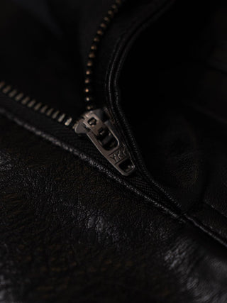 M-35 FAUX LEATHER TROUSERS [BLACK]