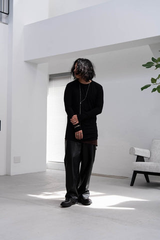 M-35 FAUX LEATHER TROUSERS [BLACK]