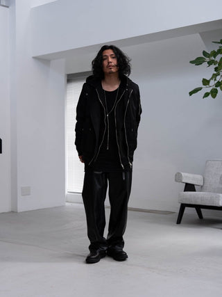 M-35 FAUX LEATHER TROUSERS [BLACK]