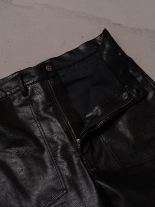 M-35 FAUX LEATHER TROUSERS [BLACK]