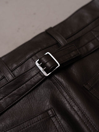 M-35 FAUX LEATHER TROUSERS [TAUPE BROWN]