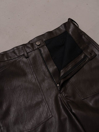 M-35 FAUX LEATHER TROUSERS [TAUPE BROWN]