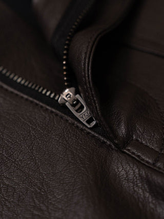 M-35 FAUX LEATHER TROUSERS [TAUPE BROWN]