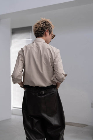 M-35 FAUX LEATHER TROUSERS [TAUPE BROWN]