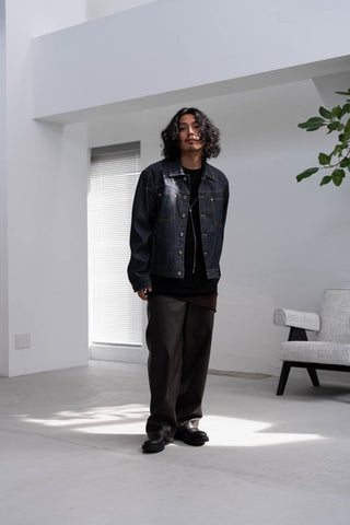M-35 FAUX LEATHER TROUSERS [TAUPE BROWN]
