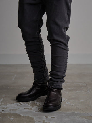 SHIRRING SAROUEL SKINNY JEANS[dark gray]