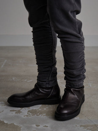 SHIRRING SAROUEL SKINNY JEANS[dark gray]