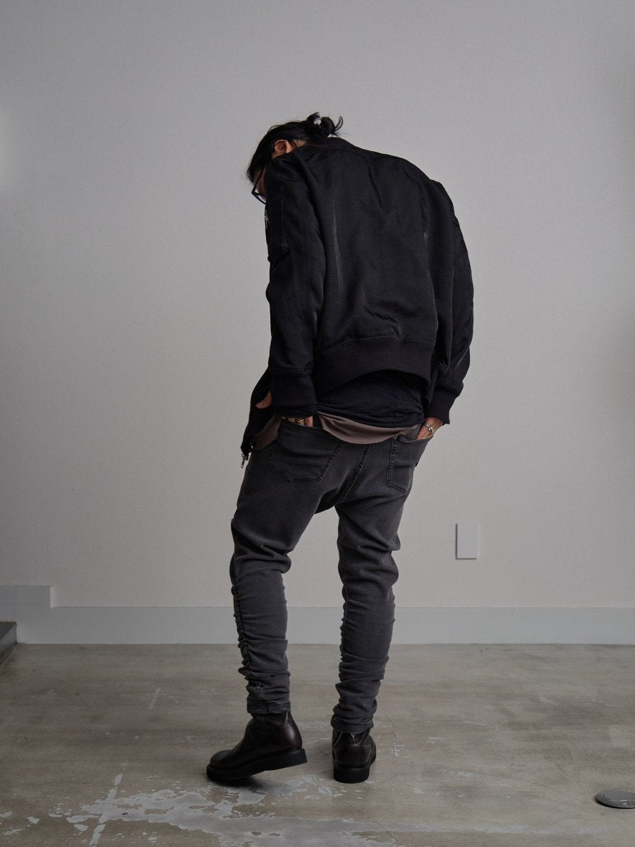 SHIRRING SAROUEL SKINNY JEANS[dark gray] – PGND.