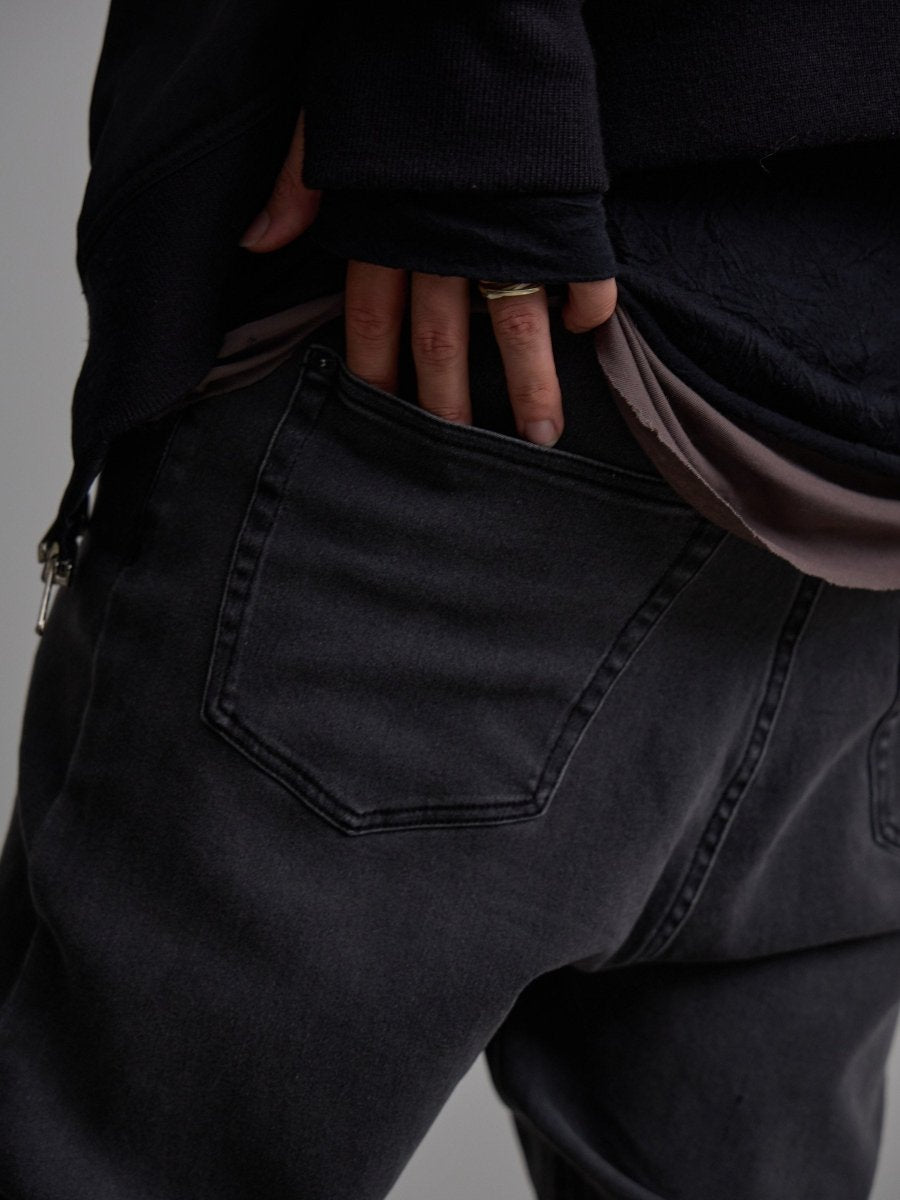 SHIRRING SAROUEL SKINNY JEANS[dark gray] – PGND.