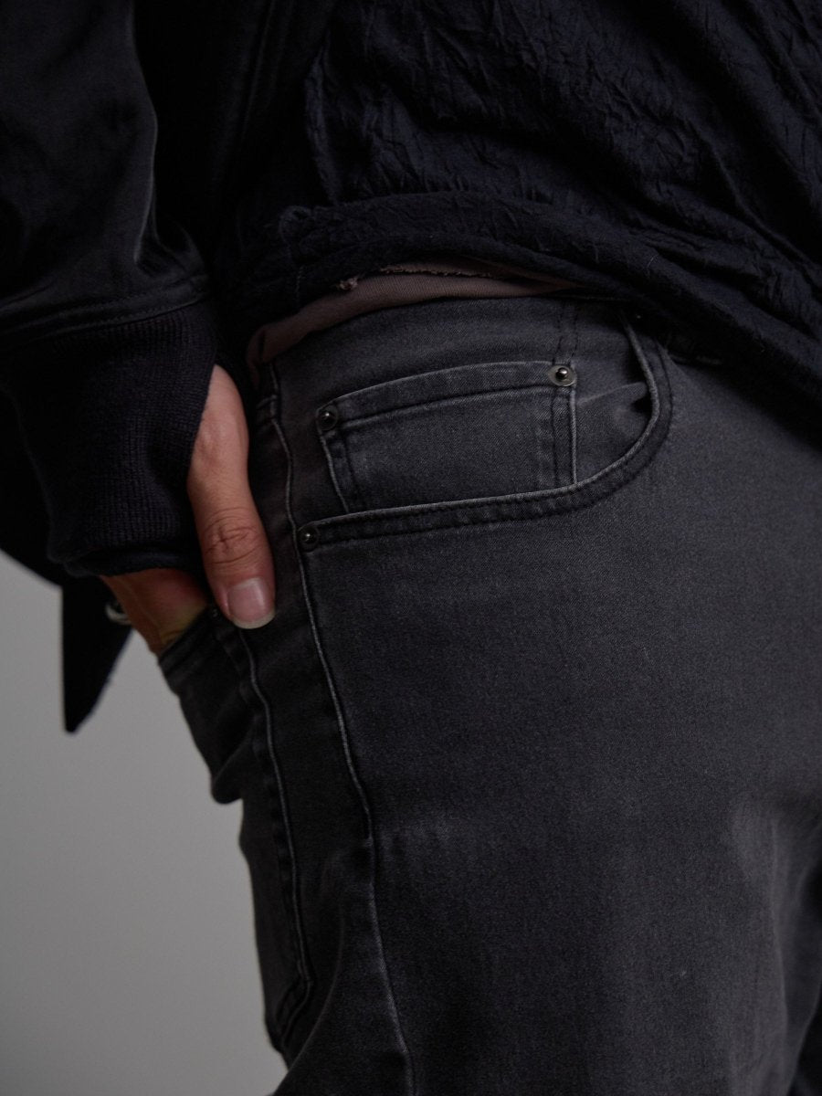 PRY│シュウト│SHIRRING SAROUEL SKINNY JEANS│黒 SHIRRING SAROUEL SKINNY JEANS[black] – PGND.