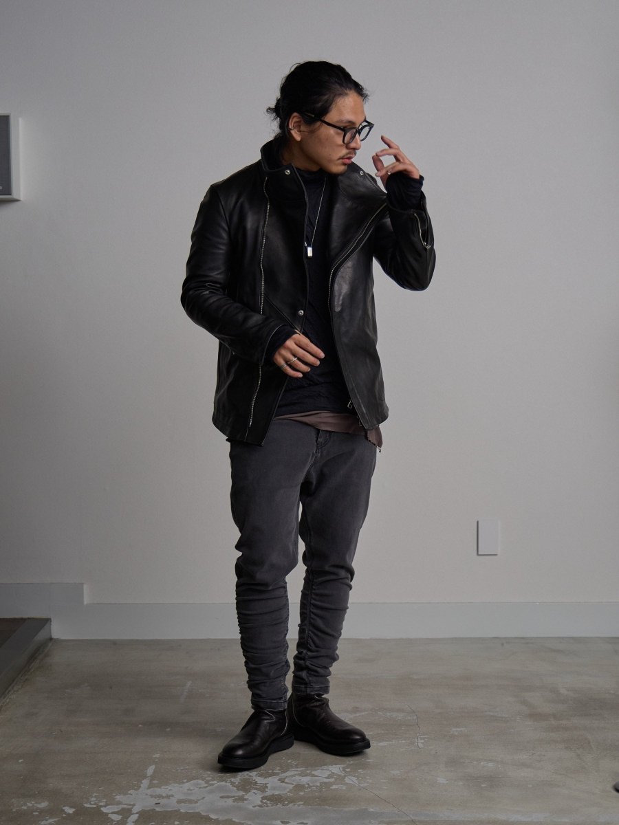 SHIRRING SAROUEL SKINNY JEANS[dark gray] – PGND.